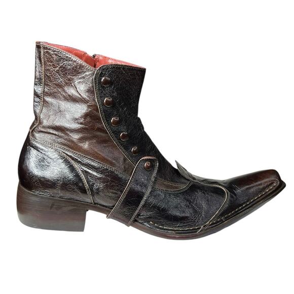 Jo Ghost Men’s Brown Leather Handmade Italian Boots Size 44 US 11 main image 5